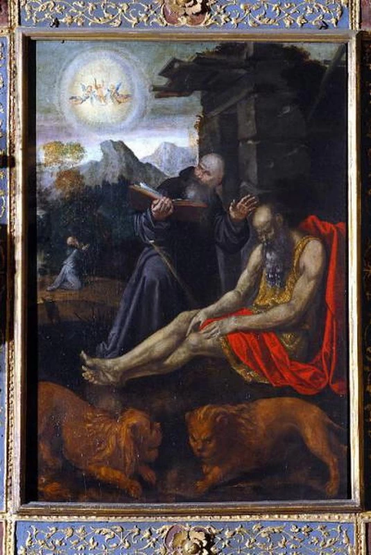 Sant'Antonio abate seppellisce san Paolo eremita aiutato da due leoni - Tempio Civico della Beata Vergine Incoronata, Lodi